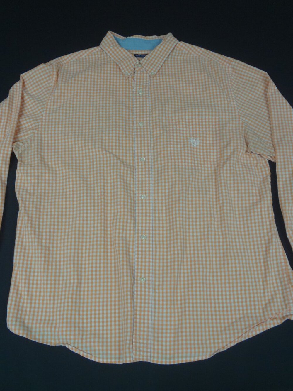 CHAPS CHECKERED ORANGE WHITE LONG SLEEVE BUTTON UP XL SHIRT L620